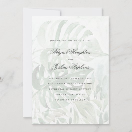 Tropische Waterverf Monstera verlaat bruiloft Kaart (Voorkant)