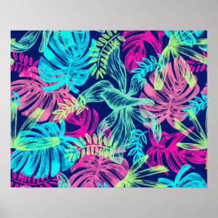 Tropische Waterverf Neon laat kunstwerk  Poster