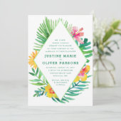 Tropische Waterverf nodigt uitnodigen voor bruilof Kaart (Staand voorkant)