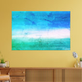Tropische Waterverf Ocean Blue Green Abstracte Art Canvas Afdruk (Insitu (Woonkamer))