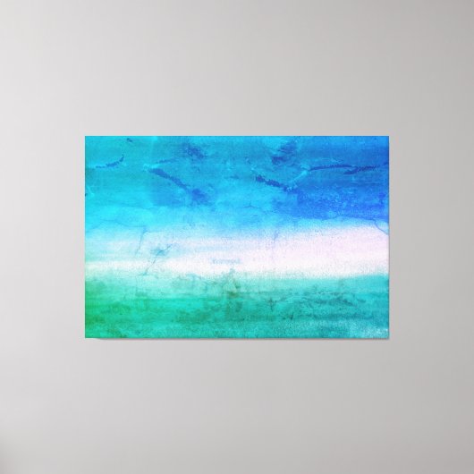 Tropische Waterverf Ocean Blue Green Abstracte Art Canvas Afdruk (Voorkant)