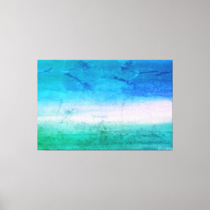Tropische Waterverf Ocean Blue Green Abstracte Art Canvas Afdruk