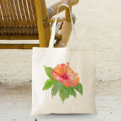 Tropische Waterverf Oranje Hibiscus Tote Bag