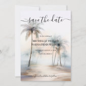 Tropische Waterverf Palm Beach Bestemming Bruiloft Kaart (Voorkant)