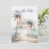 Tropische Waterverf Palm Beach Bestemming Bruiloft Kaart (Staand voorkant)
