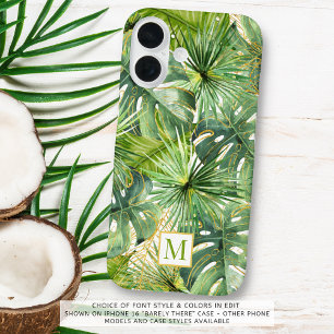 Tropische Waterverf Palm Botanisch Monogram iPhone 16 Hoesje