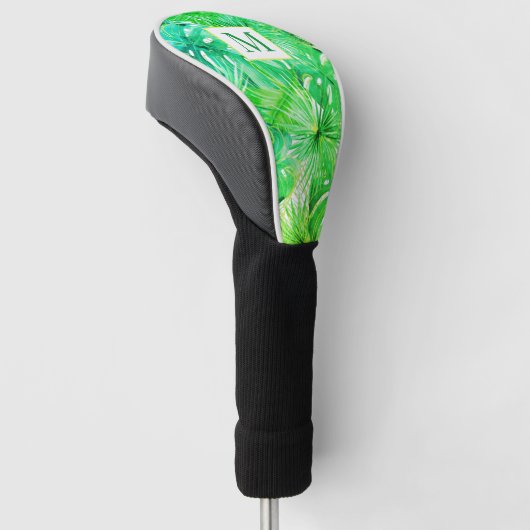 Tropische Waterverf Palm Botanisch Monogram Golfheadcover (Schuin)