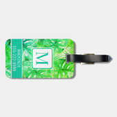 Tropische Waterverf Palm Botanische Monogrammen Bagagelabel (Achterkant horizontaal)
