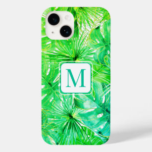 Tropische Waterverf Palm Botanische Monogrammen Case-Mate iPhone 14 Hoesje