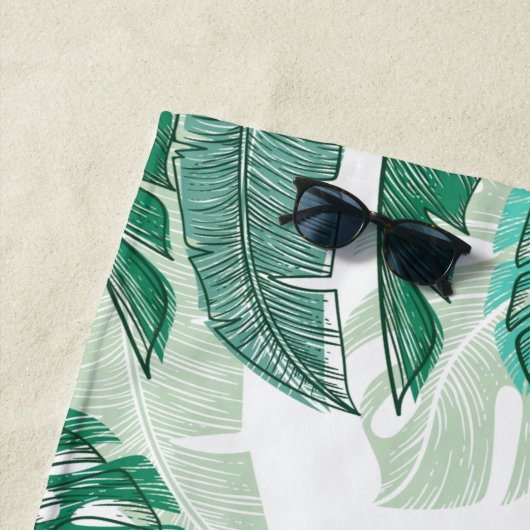 Tropische Waterverf palm laat aangepaste naam Strandlaken (In situ)