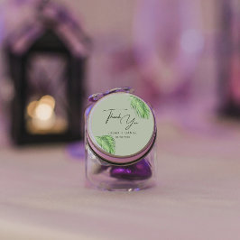 Tropische Waterverf Palm Leaves Bruiloft Dank u Ronde Sticker