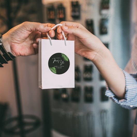 Tropische Waterverf Palm Leaves Bruiloft Dank u Ronde Sticker