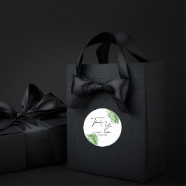 Tropische Waterverf Palm Leaves Bruiloft Dank u Ronde Sticker