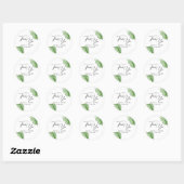 Tropische Waterverf Palm Leaves Bruiloft Dank u Ronde Sticker (Vel)