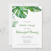 Tropische Waterverf Palm Leaves Rehearsal Dinner Kaart (Voorkant)