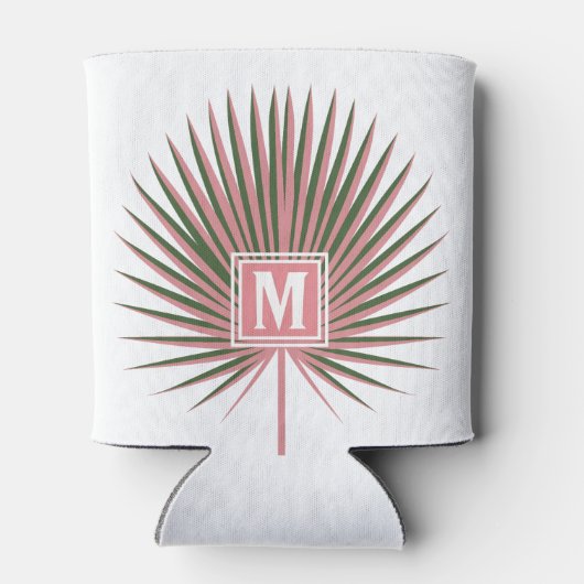 Tropische Waterverf Palm Monogram Blikjeskoeler (Achterkant)