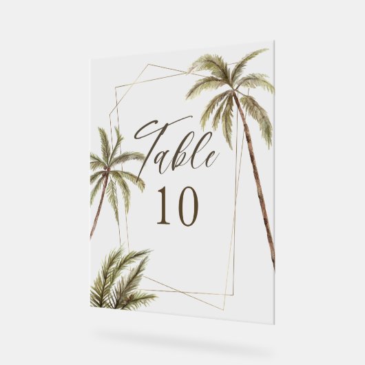 Tropische Waterverf Palm Trees Bohemian Wedding Acryl Bord (Hoek)