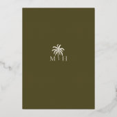 Tropische Waterverf Palm Trees Bohemian Wedding Folie Uitnodiging (Achterkant)
