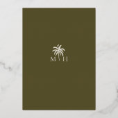 Tropische Waterverf Palm Trees Bohemian Wedding Folie Uitnodiging (Achterkant)
