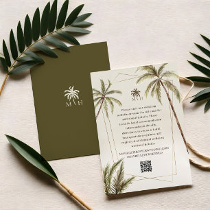 Tropische Waterverf Palm Trees Bohemian Wedding Informatiekaartje