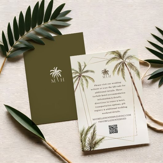 Tropische Waterverf Palm Trees Bohemian Wedding Informatiekaartje