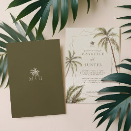 Tropische Waterverf Palm Trees Bohemian Wedding Kaart