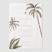 Tropische Waterverf Palm Trees Bohemian Wedding Vellum Uitnodigingen (Voorkant)