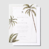 Tropische Waterverf Palm Trees Bohemian Wedding Vellum Uitnodigingen (Offset)