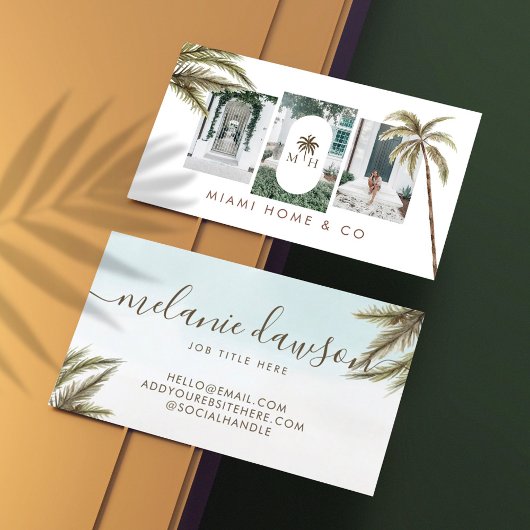 Tropische Waterverf Palm Trees Boho Foto Visitekaartje