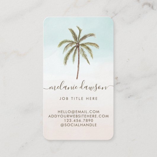 Tropische Waterverf Palm Trees Boho Monogram Visitekaartje (Achterkant)