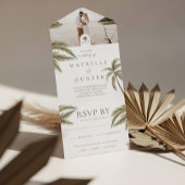 Tropische Waterverf Palm Trees Boho Wedding Foto All In One Uitnodiging