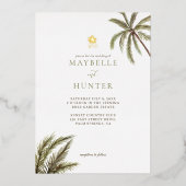 Tropische Waterverf Palm Trees Boho Wedding Foto Folie Uitnodiging (Voorkant)