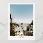 Tropische Waterverf Palm Trees Boho Wedding Foto Folie Uitnodiging (Achterkant)