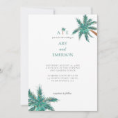 Tropische Waterverf Palm Trees Boho Wedding Foto Kaart (Voorkant)