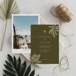 Tropische Waterverf Palm Trees Boho Wedding Foto Kaart