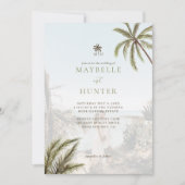Tropische Waterverf Palm Trees Boho Wedding Foto Kaart (Voorkant)