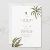 Tropische Waterverf Palm Trees Boho Wedding Foto Kaart (Voorkant)