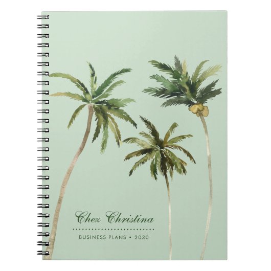 Tropische Waterverf palm Trees gepersonaliseerd Gr Notitieboek (Voorkant)