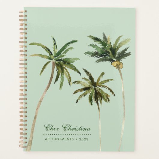 Tropische Waterverf palm Trees gepersonaliseerd Gr Planner (Voorkant)