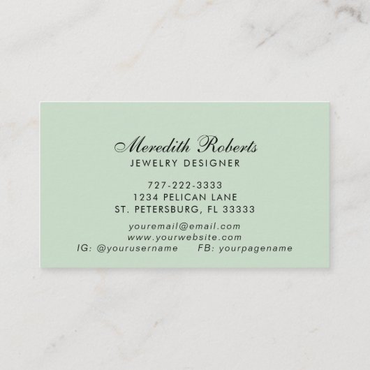 Tropische Waterverf Palm Trees Jewelry Designer Visitekaartje (Achterkant)