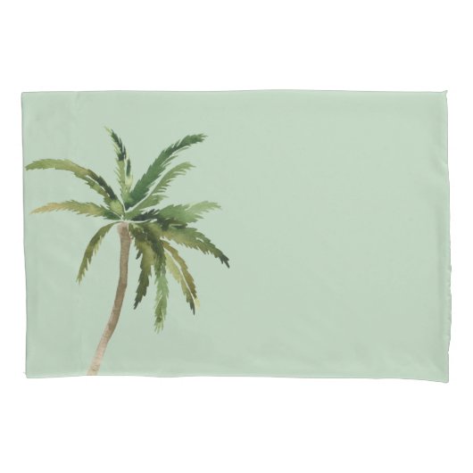 Tropische Waterverf Palm Trees Light Green Kussensloop (Voorkant-Links)