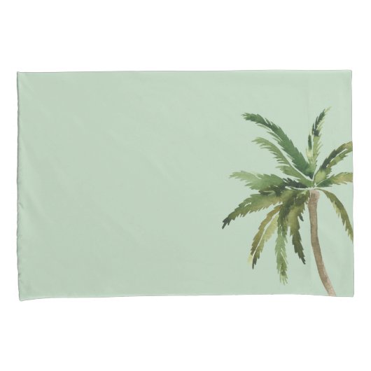 Tropische Waterverf Palm Trees Light Green Kussensloop (Voorkant-Rechts)