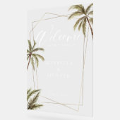 Tropische Waterverf Palm Trees Weddenschap Welkom Acryl Bord (Hoek)