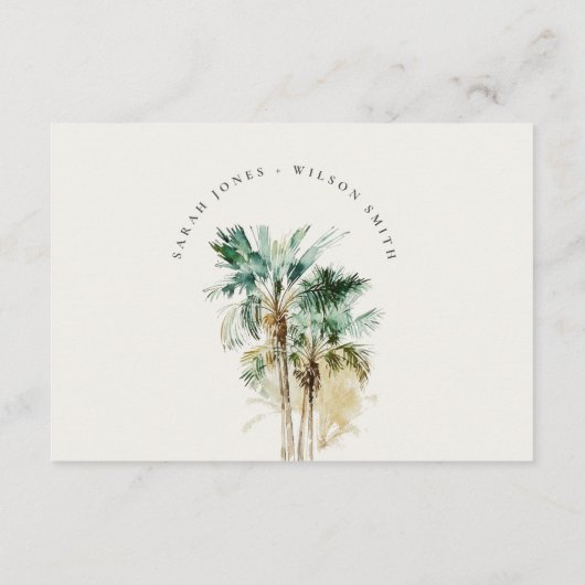 Tropische Waterverf palm Trees Wedding Reception Informatiekaartje (Achterkant)