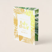 Tropische waterverf palmblad baby shower uitnodigi folie kaarten (Voorkant)