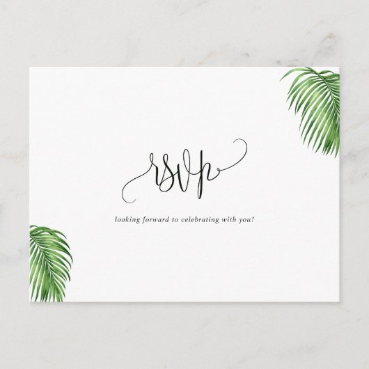 Tropische Waterverf palmbladeren bruiloft RSVP Briefkaart (Voorkant)