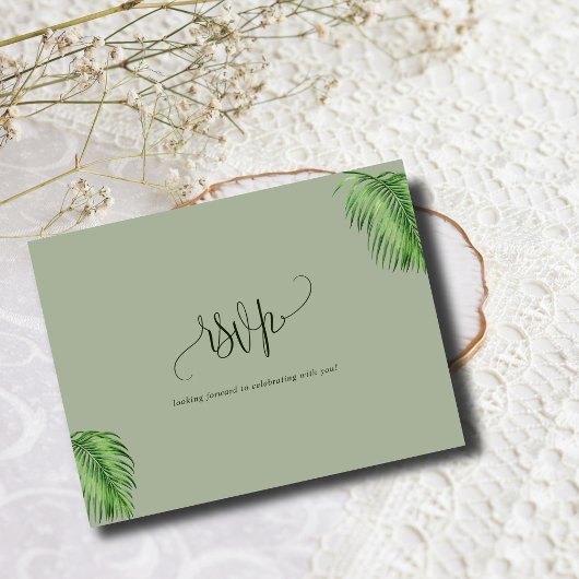 Tropische Waterverf palmbladeren bruiloft RSVP Briefkaart