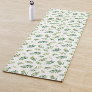 Tropische Waterverf Palmbladeren Patroon Custom Yogamat