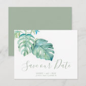 Tropische Waterverf palmbladeren sparen de Datum Save The Date (Voorkant / Achterkant)
