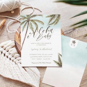 Tropische Waterverf palmbomen Aloha Baby shower Kaart